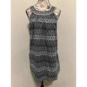 Grace Women’s Sleeveless Tunic Medium Beaded Embellished Neckline Ditzy Pattern